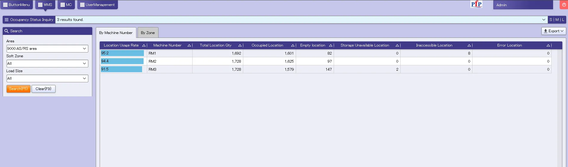 หน้า Occupancy Status Inquiry ใน WMS ของผู้ให้บริการ ที่บอตเข้าไปอ่านแทนการใช้ API