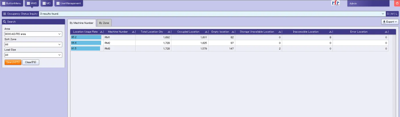 หน้า Occupancy Status Inquiry ใน WMS ของผู้ให้บริการ ที่บอตเข้าไปอ่านแทนการใช้ API