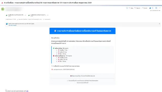 สรุปพนักงานเข้าใหม่และพ้นสภาพรายเดือน แนบรายชื่อเป็น Excel